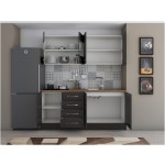 Bucatarie Alfa 180, cu vitrina, wenge, blat termic nuc - imagine 6