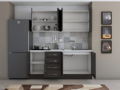Bucatarie Alfa 180, fara vitrina, wenge, blat termic alb - imagine 2