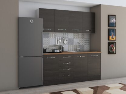 Bucatarie Alfa 180, fara vitrina, wenge, blat termic nuc - imagine 6