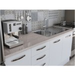 Bucatarie Alfa 240, corp hota, cu vitrina, alb, blat termic travertin - imagine 3