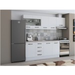 Bucatarie Alfa 240, corp hota, cu vitrina, alb, blat termic travertin - imagine 2