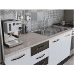 Bucatarie Alfa 240, corp hota, cu vitrina, alb/wenge, blat termic travertin - imagine 3