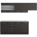 Bucatarie Alfa 240, corp hota, cu vitrina, wenge, blat termic travertin - imagine 5