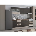 Bucatarie Alfa 240, corp hota, cu vitrina, wenge/sonoma, blat termic nuc - imagine 3