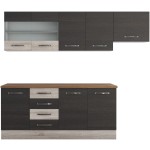 Bucatarie Alfa 240, corp hota, cu vitrina, wenge/sonoma, blat termic nuc - imagine 5