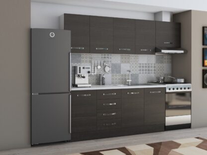 Bucatarie Alfa 240, corp hota, fara vitrina, wenge, blat termic alb - imagine 2