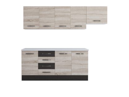 Bucatarie Alfa 240, corp hota, fara vitrina, sonoma/wenge, blat termic alb - imagine 5