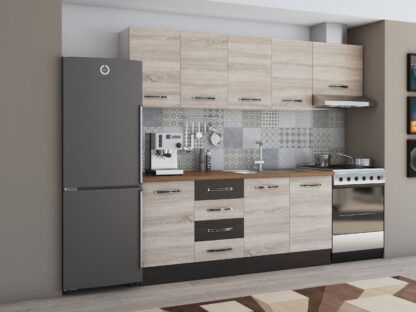 Bucatarie Alfa 240, corp hota, fara vitrina, sonoma/wenge, blat termic nuc - imagine 2
