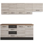Bucatarie Alfa 240, corp hota, fara vitrina, sonoma/wenge, blat termic nuc - imagine 5