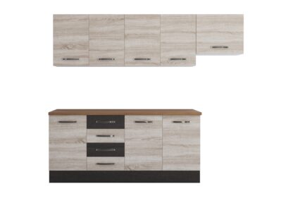 Bucatarie Alfa 240, corp hota, fara vitrina, sonoma/wenge, blat termic nuc - imagine 5