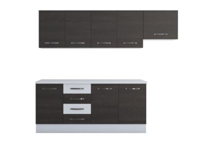 Bucatarie Alfa 240, corp hota, fara vitrina, wenge/alb, blat termic alb - imagine 5