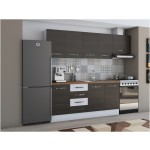 Bucatarie Alfa 240, corp hota, fara vitrina, wenge/alb, blat termic nuc - imagine 2