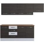 Bucatarie Alfa 240, corp hota, fara vitrina, wenge/alb, blat termic nuc - imagine 5