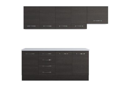 Bucatarie Alfa 240, corp hota, fara vitrina, wenge, blat termic alb - imagine 5