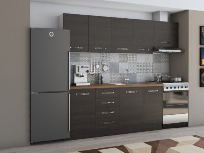 Bucatarie Alfa 240, corp hota, fara vitrina, wenge, blat termic nuc - imagine 2