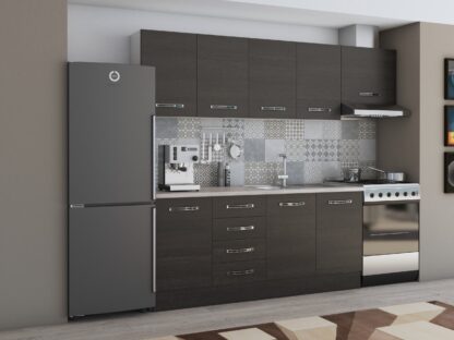 Bucatarie Alfa 240, corp hota, fara vitrina, wenge, blat termic travertin - imagine 2