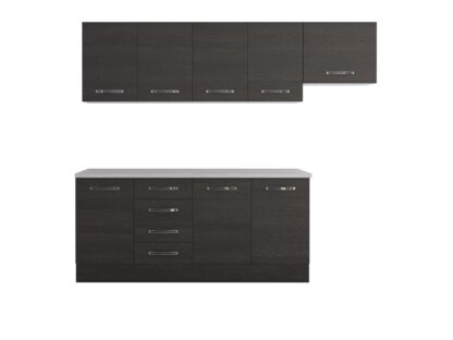 Bucatarie Alfa 240, corp hota, fara vitrina, wenge, blat termic travertin - imagine 5