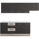 Bucatarie Alfa 240, corp hota, fara vitrina, wenge/sonoma, blat termic alb - imagine 5