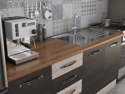 Bucatarie Alfa 240, corp hota, fara vitrina, wenge/sonoma, blat termic nuc - imagine 3
