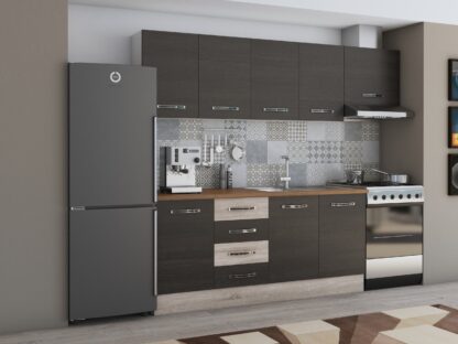 Bucatarie Alfa 240, corp hota, fara vitrina, wenge/sonoma, blat termic nuc - imagine 2