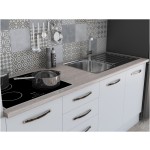 Bucatarie Alfa 240, soldat, cu vitrina, alb, blat termic travertin - imagine 5