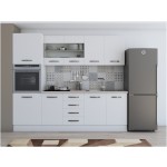 Bucatarie Alfa 240, soldat, cu vitrina, alb, blat termic travertin - imagine 2