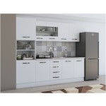 Bucatarie Alfa 240, soldat, cu vitrina, alb, blat termic travertin - imagine 3