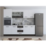 Bucatarie Alfa 240, soldat, cu vitrina, alb/wenge, blat termic alb - imagine 2