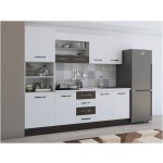 Bucatarie Alfa 240, soldat, cu vitrina, alb/wenge, blat termic alb - imagine 3