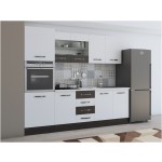 Bucatarie Alfa 240, soldat, cu vitrina, alb/wenge, blat termic alb - imagine 4