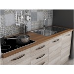 Bucatarie Alfa 240, soldat, cu vitrina, sonoma, blat termic nuc - imagine 6