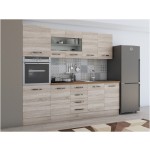 Bucatarie Alfa 240, soldat, cu vitrina, sonoma, blat termic nuc - imagine 4