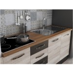 Bucatarie Alfa 240, soldat, cu vitrina, sonoma/wenge, blat termic nuc - imagine 5