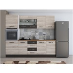 Bucatarie Alfa 240, soldat, cu vitrina, sonoma/wenge, blat termic nuc - imagine 2
