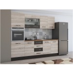 Bucatarie Alfa 240, soldat, cu vitrina, sonoma/wenge, blat termic nuc - imagine 4
