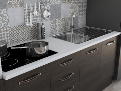 Bucatarie Alfa 240, soldat, cu vitrina, wenge, blat termic alb - imagine 5