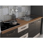 Bucatarie Alfa 240, soldat, cu vitrina, wenge/sonoma, blat termic nuc - imagine 6