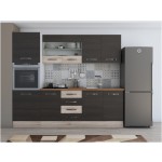 Bucatarie Alfa 240, soldat, cu vitrina, wenge/sonoma, blat termic nuc - imagine 2