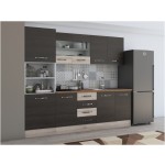 Bucatarie Alfa 240, soldat, cu vitrina, wenge/sonoma, blat termic nuc - imagine 3