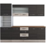 Bucatarie Alfa 240, soldat, cu vitrina, wenge/sonoma, blat termic nuc - imagine 7