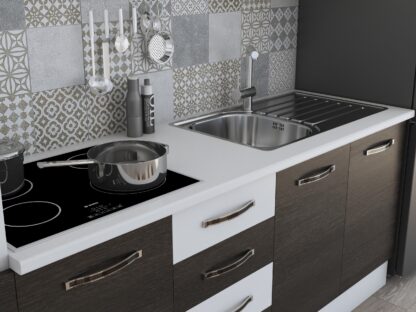 Bucatarie Alfa 240, soldat, fara vitrina, wenge/alb, blat termic alb - imagine 4