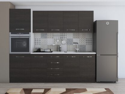 Bucatarie Alfa 240, soldat, fara vitrina, wenge, blat termic alb - imagine 2