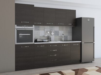 Bucatarie Alfa 240, soldat, fara vitrina, wenge, blat termic alb - imagine 4