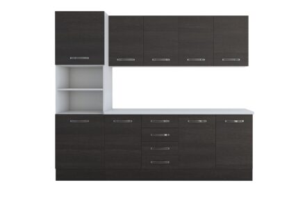 Bucatarie Alfa 240, soldat, fara vitrina, wenge, blat termic alb - imagine 7
