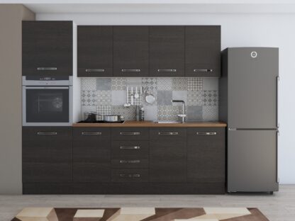 Bucatarie Alfa 240, soldat, fara vitrina, wenge, blat termic nuc - imagine 2