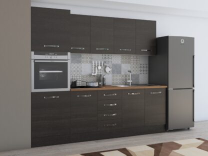 Bucatarie Alfa 240, soldat, fara vitrina, wenge, blat termic nuc - imagine 4