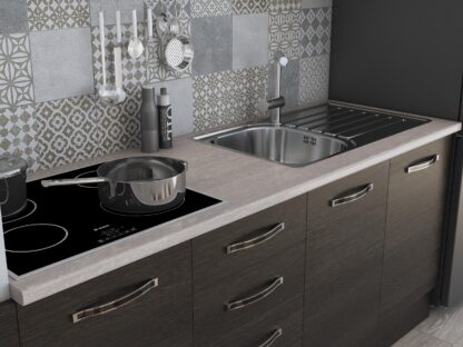 Bucatarie Alfa 240, soldat, fara vitrina, wenge, blat termic travertin - imagine 5