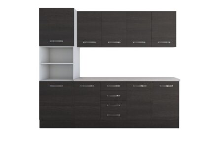 Bucatarie Alfa 240, soldat, fara vitrina, wenge, blat termic travertin - imagine 7