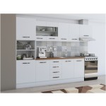 Bucatarie Alfa 300, corp hota si soldat, cu vitrina, alb, blat termic nuc - imagine 2