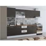 Bucatarie Alfa 300, corp hota si soldat, cu vitrina, wenge/alb, blat termic nuc - imagine 2